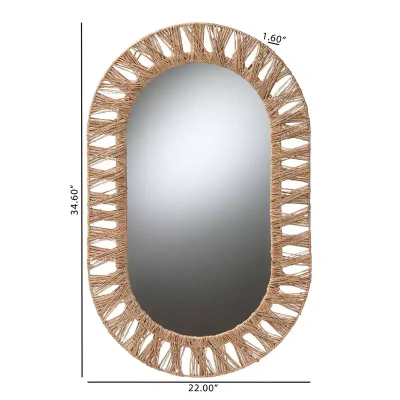 bali & pari Espejo de pared decorativo de metal bohemio moderno Geona y hierba marina marrón natural