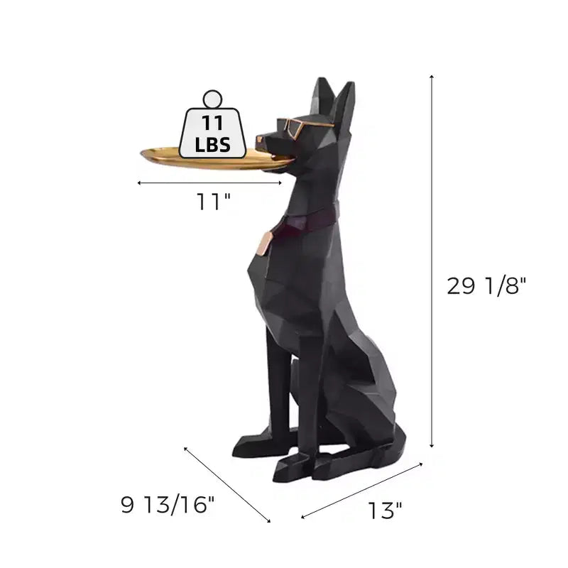 EUREKA ERGONOMIC 29''H, Mesa auxiliar Perro Doberman Grande, 13L x 9.84W x 29.13H, Negra