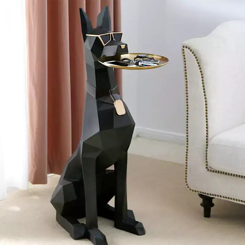 EUREKA ERGONOMIC 29''H, Mesa auxiliar Perro Doberman Grande, 13L x 9.84W x 29.13H, Negra