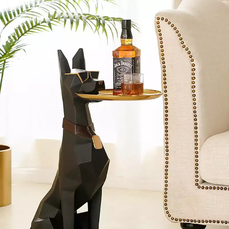 EUREKA ERGONOMIC 29''H, Mesa auxiliar Perro Doberman Grande, 13L x 9.84W x 29.13H, Negra