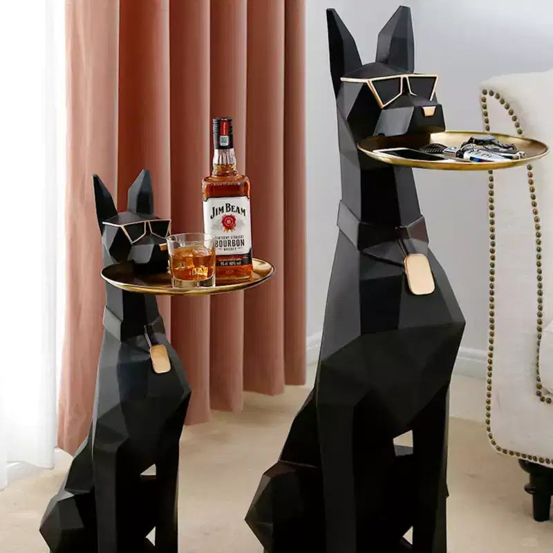 EUREKA ERGONOMIC 29''H, Mesa auxiliar Perro Doberman Grande, 13L x 9.84W x 29.13H, Negra