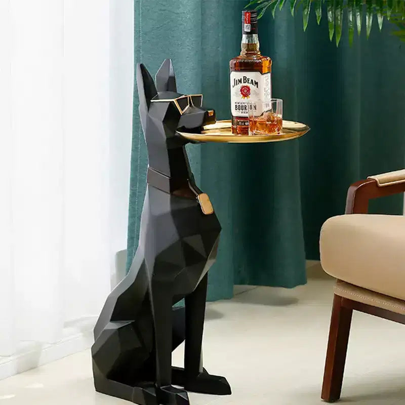 EUREKA ERGONOMIC 29''H, Mesa auxiliar Perro Doberman Grande, 13L x 9.84W x 29.13H, Negra