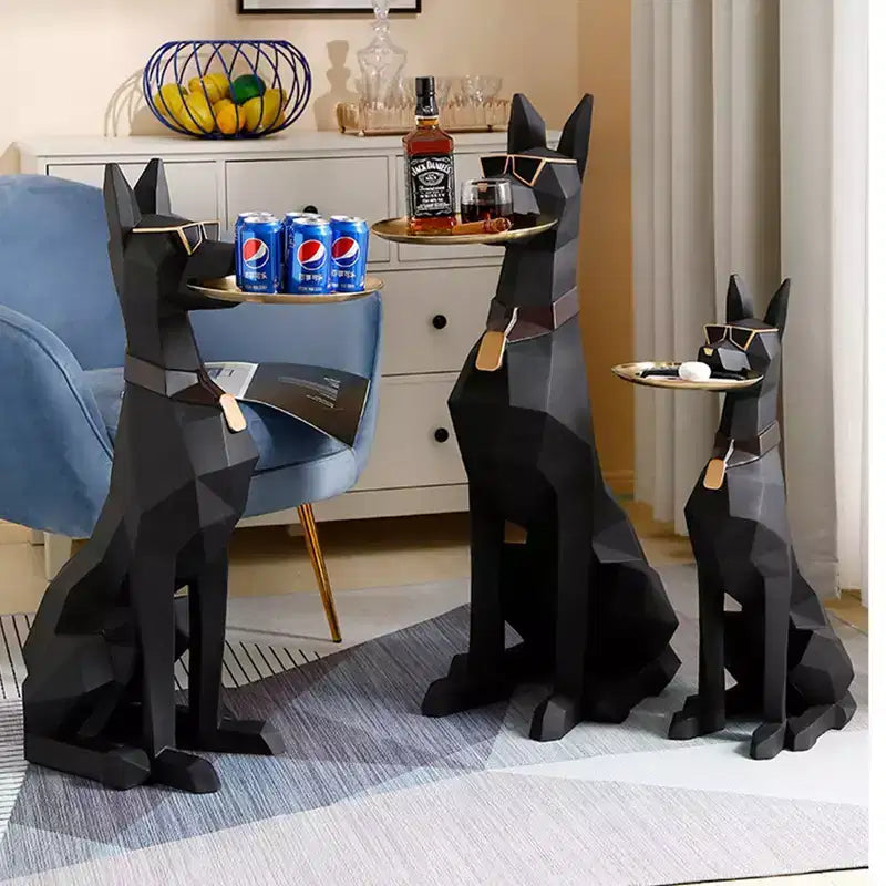 EUREKA ERGONOMIC 29''H, Mesa auxiliar Perro Doberman Grande, 13L x 9.84W x 29.13H, Negra