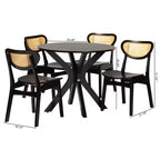 Juego de comedor de 5 piezas Baxton Studio Giuliana de madera y ratán tejido de mediados de siglo