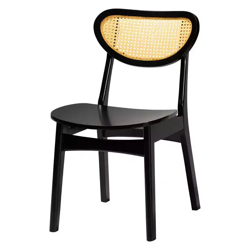 Juego de comedor de 5 piezas Baxton Studio Giuliana de madera y ratán tejido de mediados de siglo