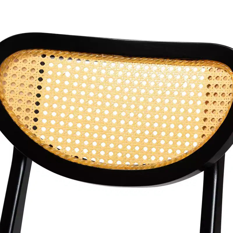 Juego de comedor de 5 piezas Baxton Studio Giuliana de madera y ratán tejido de mediados de siglo
