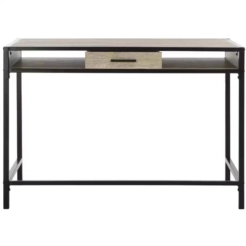 Alan 1 Drawer 1 Shelf Desk - DSK2205 - Rustic Brown/Black - Safavieh