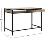 Escritorio Alan con 1 cajón y 1 estante - DSK2205 - Marrón rústico/Negro - Safavieh