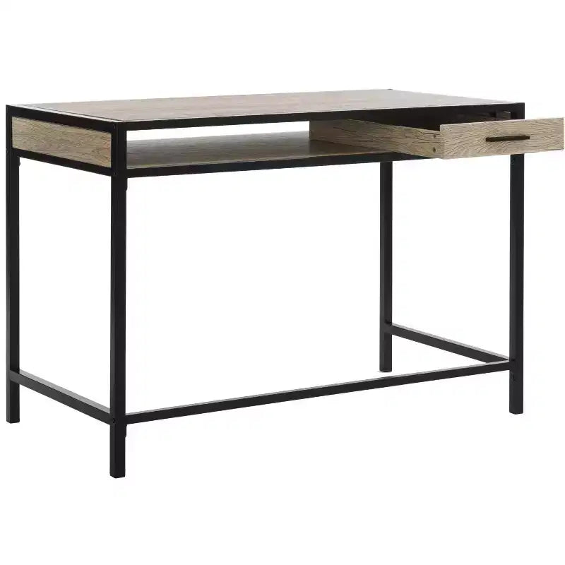 Escritorio Alan con 1 cajón y 1 estante - DSK2205 - Marrón rústico/Negro - Safavieh