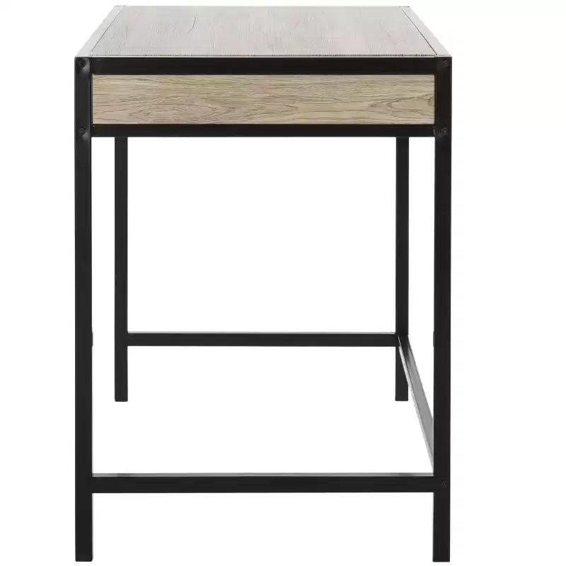 Escritorio Alan con 1 cajón y 1 estante - DSK2205 - Marrón rústico/Negro - Safavieh