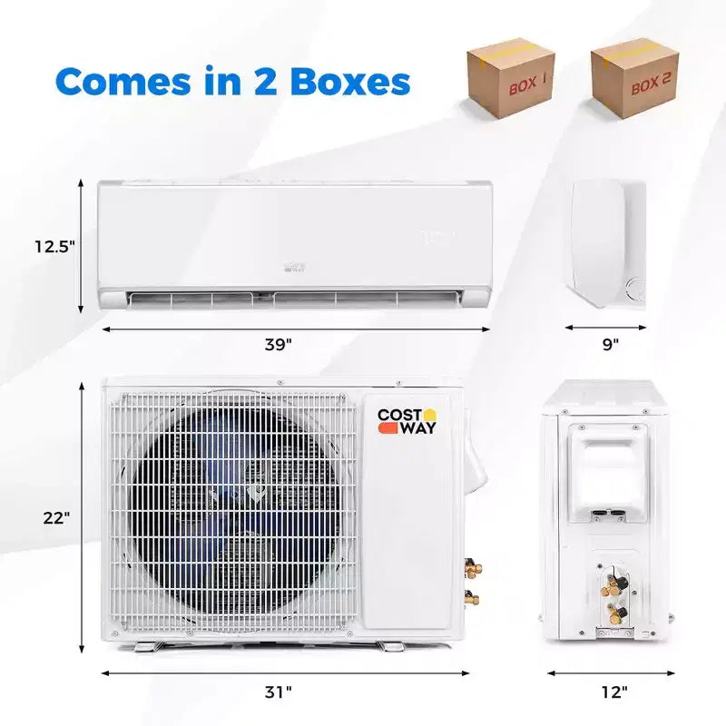 Costway 18000BTU Wifi Enabled Mini Split Air Conditioner & Heater with Heat Pump White/Black