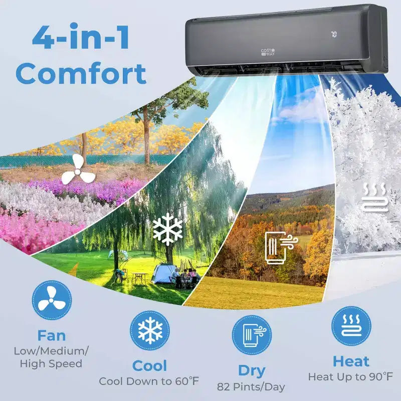 Costway 18000 BTU Mini Split Air Conditioner & Heater with Heat Pump