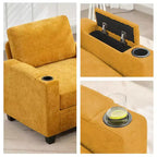 Hyleory Sillón Biplaza Tapizado en Chenilla con Almacenamiento para Sala de Estar Dormitorio