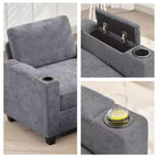 Hyleory Sillón Biplaza Tapizado en Chenilla con Almacenamiento para Sala de Estar Dormitorio