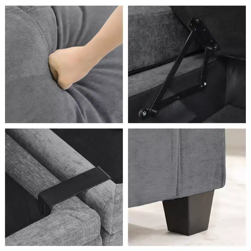Hyleory Sillón Biplaza Tapizado en Chenilla con Almacenamiento para Sala de Estar Dormitorio