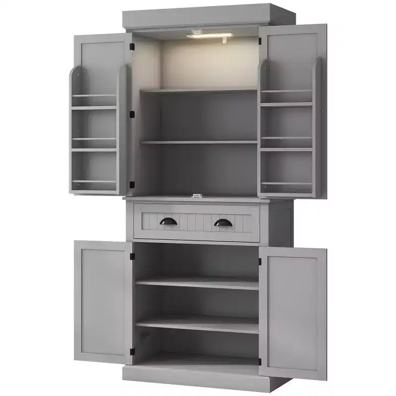 HOMCOM Mueble de Cocina Alto, Estantería de Almacenamiento con 6 Estantes de Puerta, un Cajón y 4 Estantes Ajustables, 71"