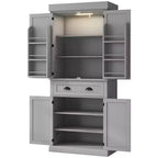 HOMCOM Mueble de Cocina Alto, Estantería de Almacenamiento con 6 Estantes de Puerta, un Cajón y 4 Estantes Ajustables, 71"