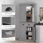 HOMCOM Mueble de Cocina Alto, Estantería de Almacenamiento con 6 Estantes de Puerta, un Cajón y 4 Estantes Ajustables, 71"