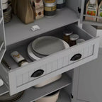 HOMCOM Mueble de Cocina Alto, Estantería de Almacenamiento con 6 Estantes de Puerta, un Cajón y 4 Estantes Ajustables, 71"