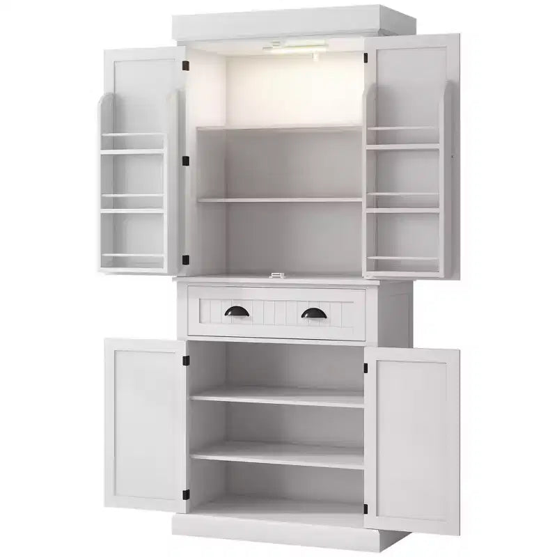 HOMCOM Mueble de Cocina Alto, Estantería de Almacenamiento con 6 Estantes de Puerta, un Cajón y 4 Estantes Ajustables, 71"
