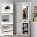 HOMCOM Mueble de Cocina Alto, Estantería de Almacenamiento con 6 Estantes de Puerta, un Cajón y 4 Estantes Ajustables, 71"