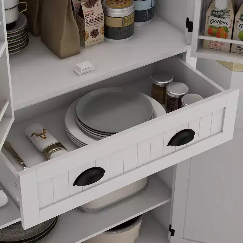 HOMCOM Mueble de Cocina Alto, Estantería de Almacenamiento con 6 Estantes de Puerta, un Cajón y 4 Estantes Ajustables, 71"