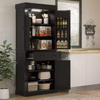 HOMCOM Mueble de Cocina Alto, Estantería de Almacenamiento con 6 Estantes de Puerta, un Cajón y 4 Estantes Ajustables, 71"