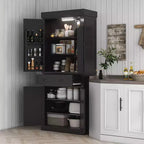 HOMCOM Mueble de Cocina Alto, Estantería de Almacenamiento con 6 Estantes de Puerta, un Cajón y 4 Estantes Ajustables, 71"