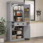 HOMCOM Mueble de Cocina Alto, Estantería de Almacenamiento con 6 Estantes de Puerta, un Cajón y 4 Estantes Ajustables, 71"