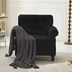 Sillón decorativo de chenilla con respaldo capitoné Hyleory, silla con reposabrazos para sala de estar, dormitorio u oficina