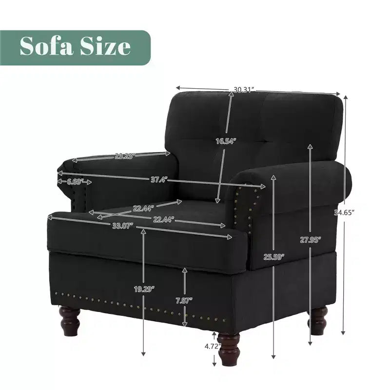 Sillón decorativo de chenilla con respaldo capitoné Hyleory, silla con reposabrazos para sala de estar, dormitorio u oficina