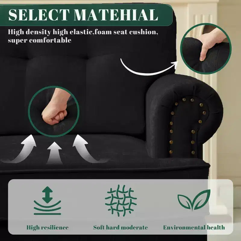 Sillón decorativo de chenilla con respaldo capitoné Hyleory, silla con reposabrazos para sala de estar, dormitorio u oficina