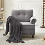 Sillón decorativo de chenilla con respaldo capitoné Hyleory, silla con reposabrazos para sala de estar, dormitorio u oficina