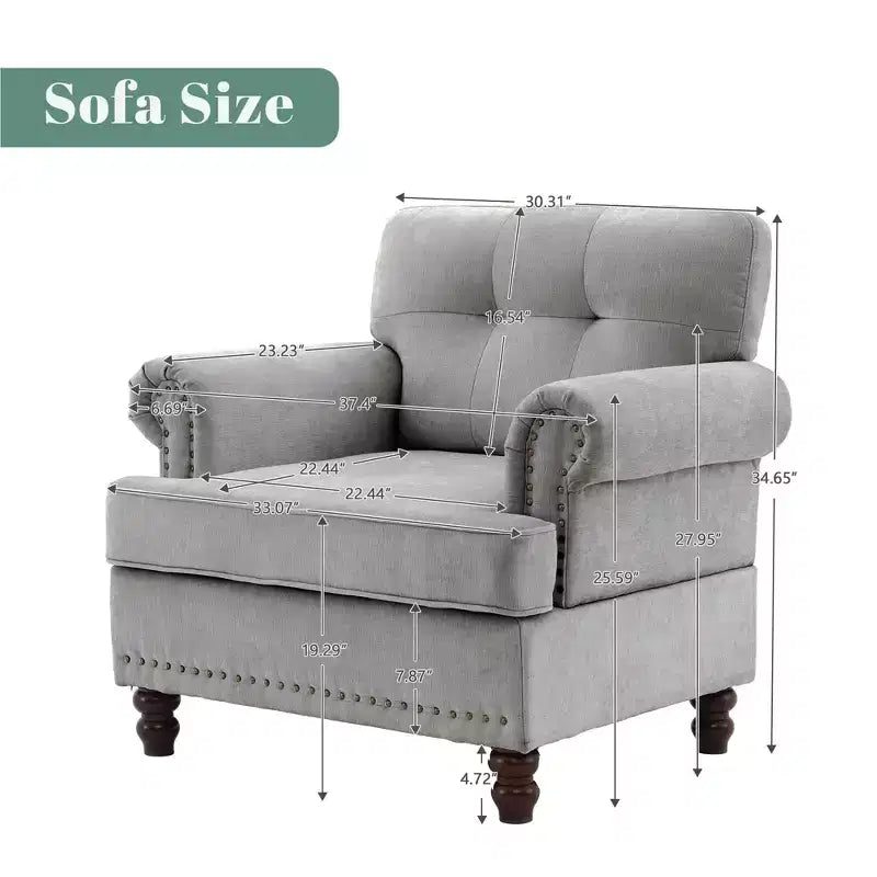 Sillón decorativo de chenilla con respaldo capitoné Hyleory, silla con reposabrazos para sala de estar, dormitorio u oficina