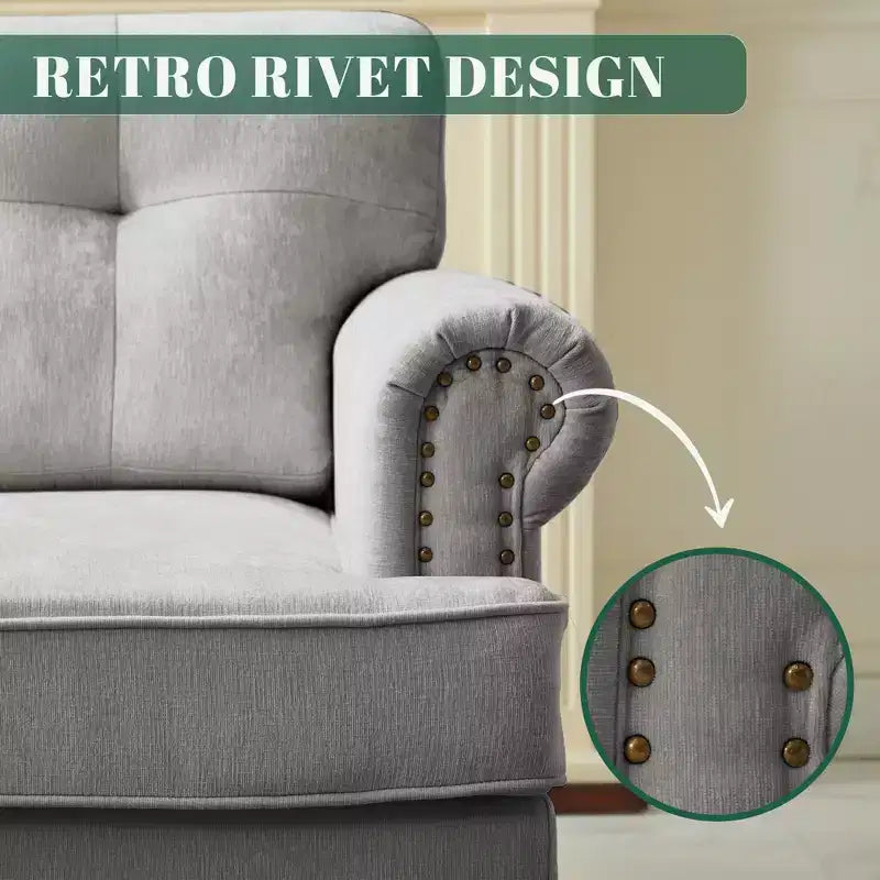 Sillón decorativo de chenilla con respaldo capitoné Hyleory, silla con reposabrazos para sala de estar, dormitorio u oficina