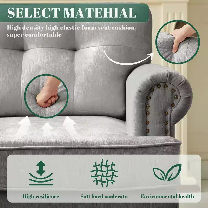 Sillón decorativo de chenilla con respaldo capitoné Hyleory, silla con reposabrazos para sala de estar, dormitorio u oficina