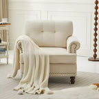 Sillón decorativo de chenilla con respaldo capitoné Hyleory, silla con reposabrazos para sala de estar, dormitorio u oficina