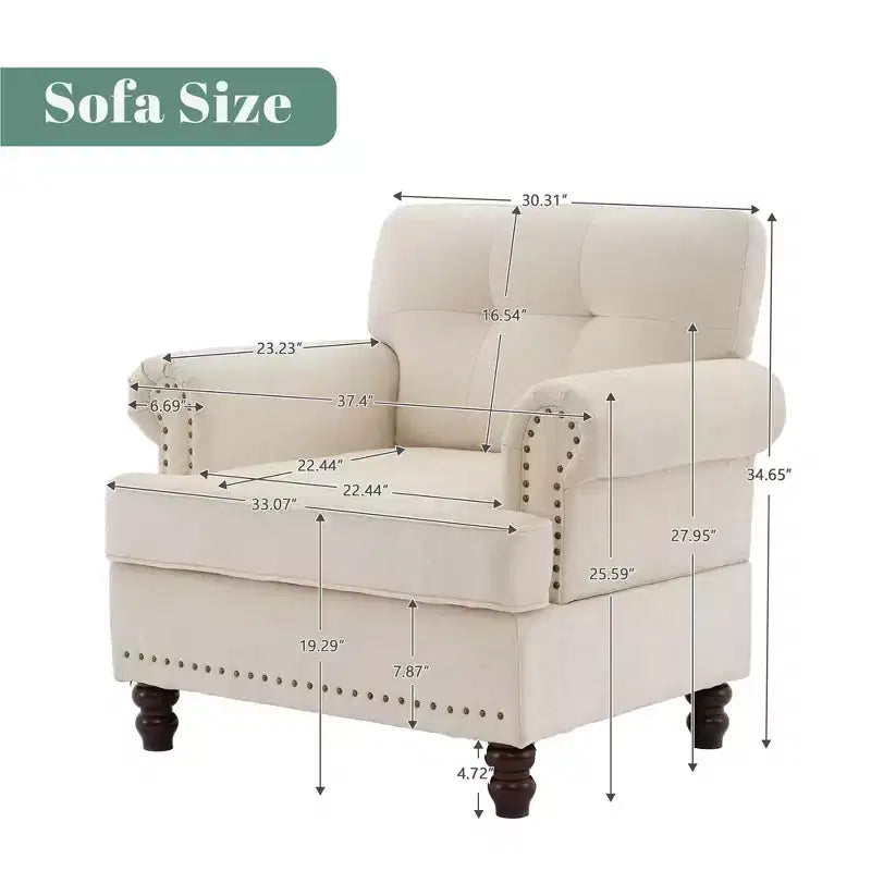 Sillón decorativo de chenilla con respaldo capitoné Hyleory, silla con reposabrazos para sala de estar, dormitorio u oficina