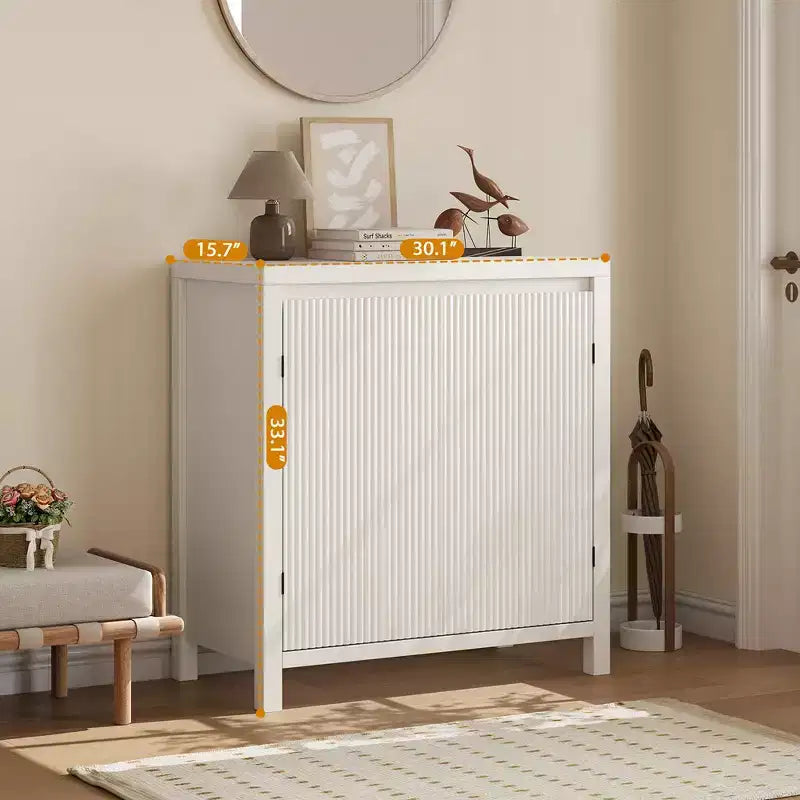 Armario de almacenamiento de ratán, aparador de madera con puertas y estantes, armario consola pequeño con almacenamiento para recibidor, beige