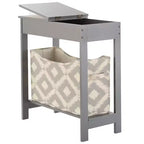 Mesa auxiliar Lakeside Collection con cubo de almacenamiento con estampado moderno - Madera con cesta de tela