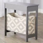 Mesa auxiliar Lakeside Collection con cubo de almacenamiento con estampado moderno - Madera con cesta de tela