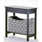 Mesa auxiliar Lakeside Collection con cubo de almacenamiento con estampado moderno - Madera con cesta de tela