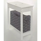 Mesa auxiliar Lakeside Collection con cubo de almacenamiento con estampado moderno - Madera con cesta de tela