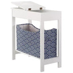 Mesa auxiliar Lakeside Collection con cubo de almacenamiento con estampado moderno - Madera con cesta de tela