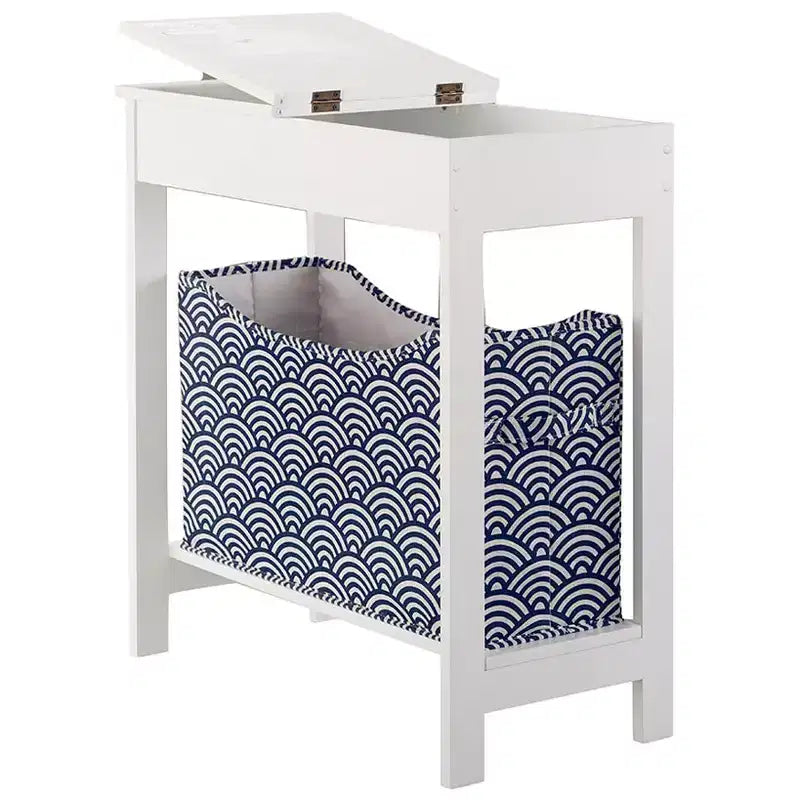 Mesa auxiliar Lakeside Collection con cubo de almacenamiento con estampado moderno - Madera con cesta de tela