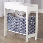 Mesa auxiliar Lakeside Collection con cubo de almacenamiento con estampado moderno - Madera con cesta de tela