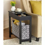 Mesa auxiliar Lakeside Collection con cubo de almacenamiento con estampado moderno - Madera con cesta de tela