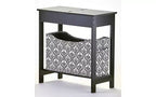 Mesa auxiliar Lakeside Collection con cubo de almacenamiento con estampado moderno - Madera con cesta de tela