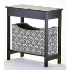 Mesa auxiliar Lakeside Collection con cubo de almacenamiento con estampado moderno - Madera con cesta de tela