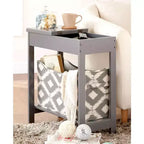 Mesa auxiliar Lakeside Collection con cubo de almacenamiento con estampado moderno - Madera con cesta de tela